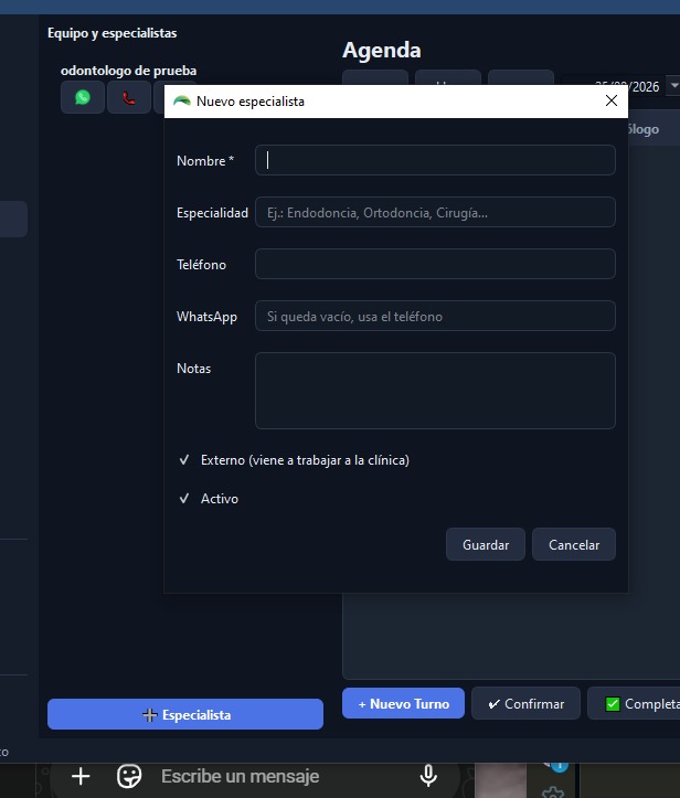 Agregar especialistas